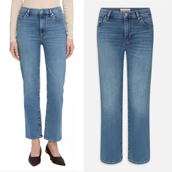 FRAME Le Sleek Straight High Rise JEANS Size 29 Flip Blue Stretch NEW $278 - Picture 1 of 10
